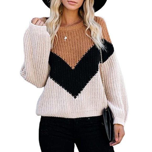 V-Shape Colorblock Sweater - Picture 1 of 9